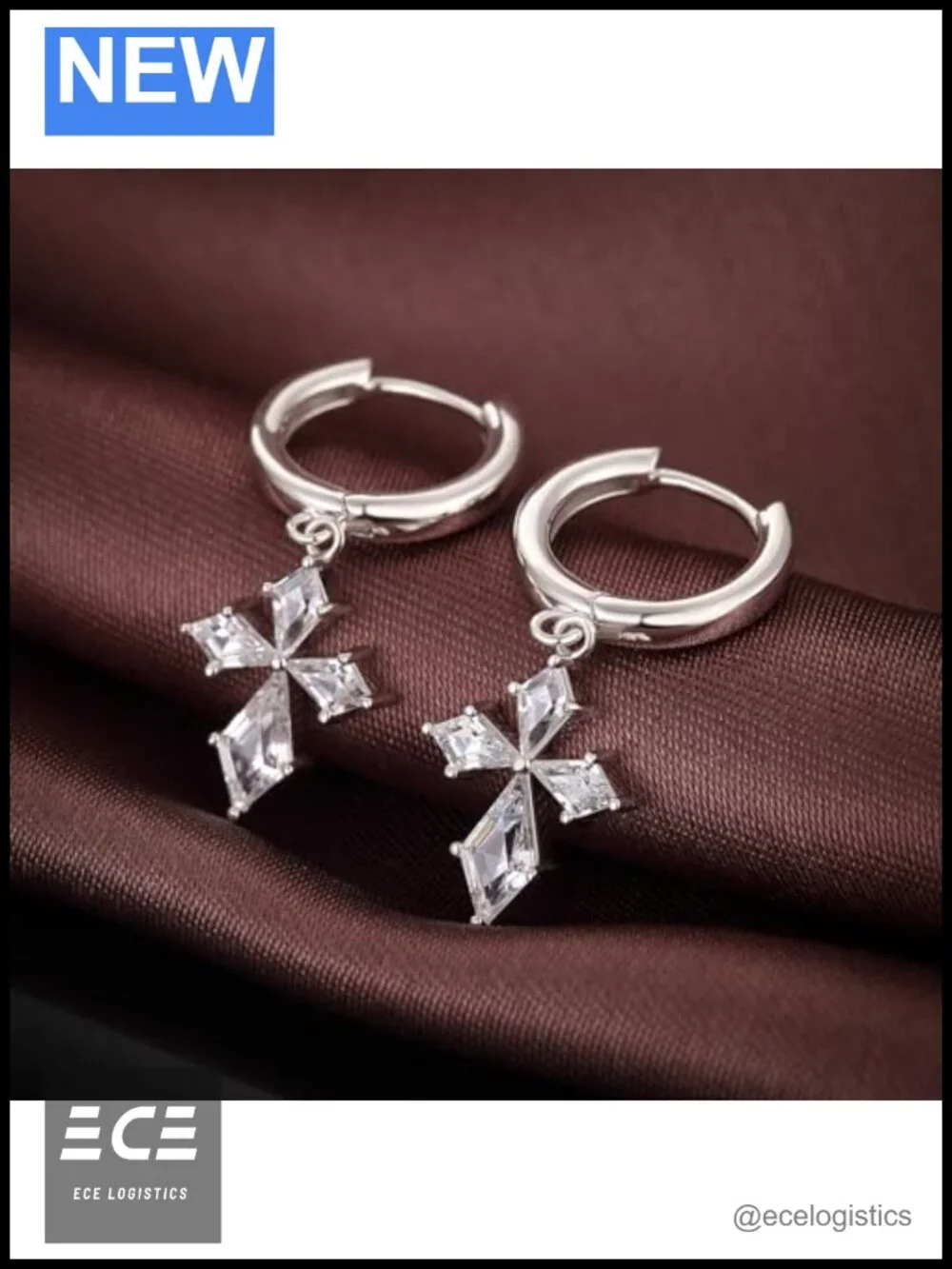 Sterling Silver Cross Dangle Earrings Hypoallergenic Nickel Free Hoop
